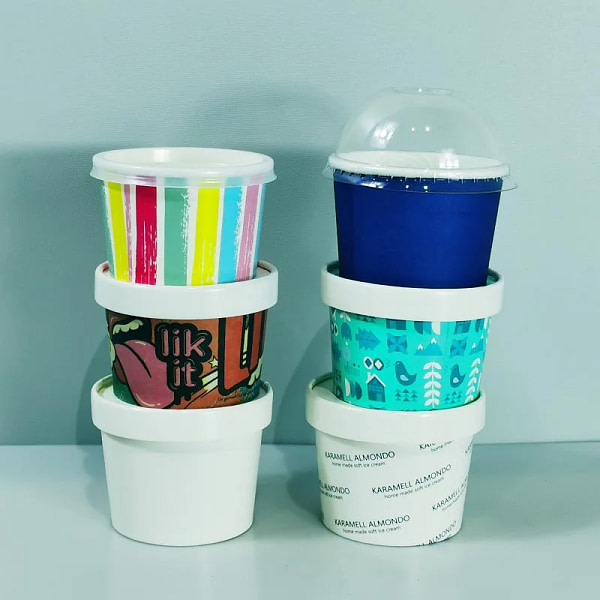 Ice cream paper cup double PE coating White card paper bowl - Custom ...