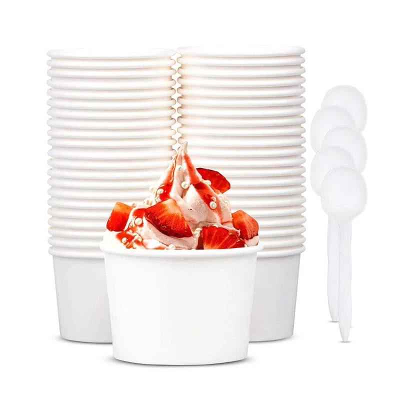 Ice cream paper cup double PE coating White card paper bowl - Custom ...